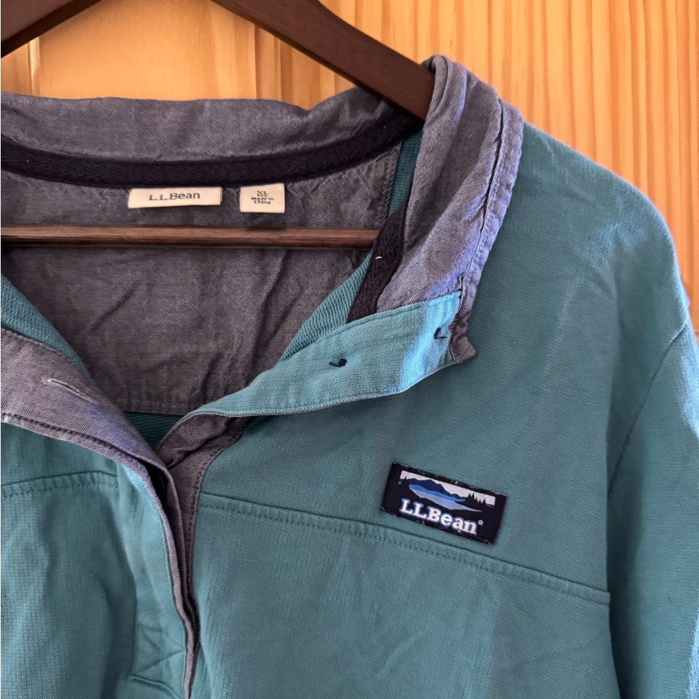 L.L. Bean Men's Teal Quarter-Zip Pullover Sweater